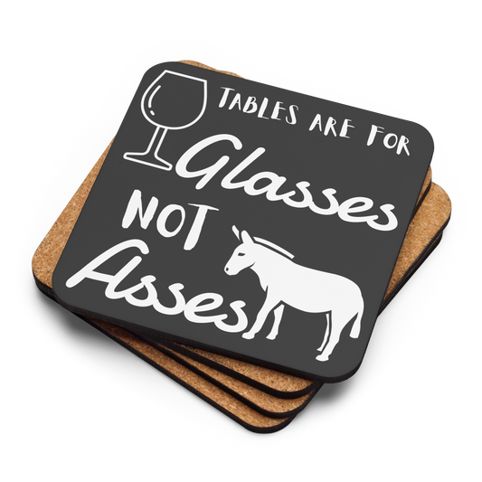Homestuff: "Glasses, Not Asses" Cork Coaster